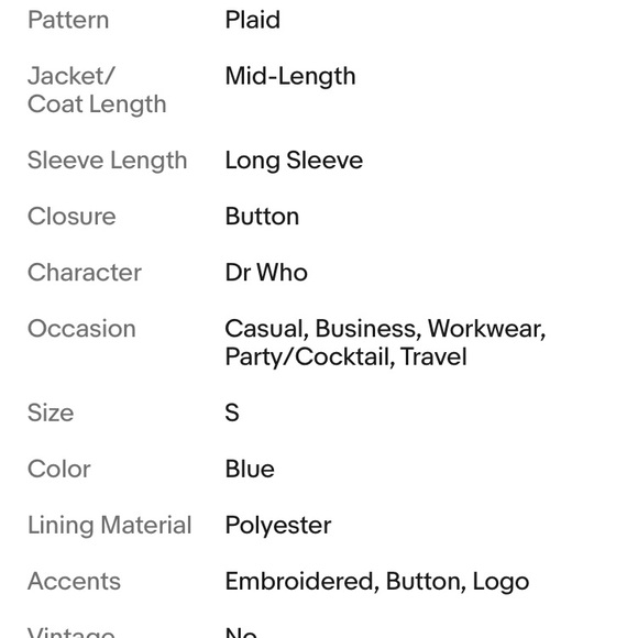 Dr. Who Blue Tardis Trench Coat Jacket Sz S Official BBC- Cute Print Lining RARE - Picture 12 of 12